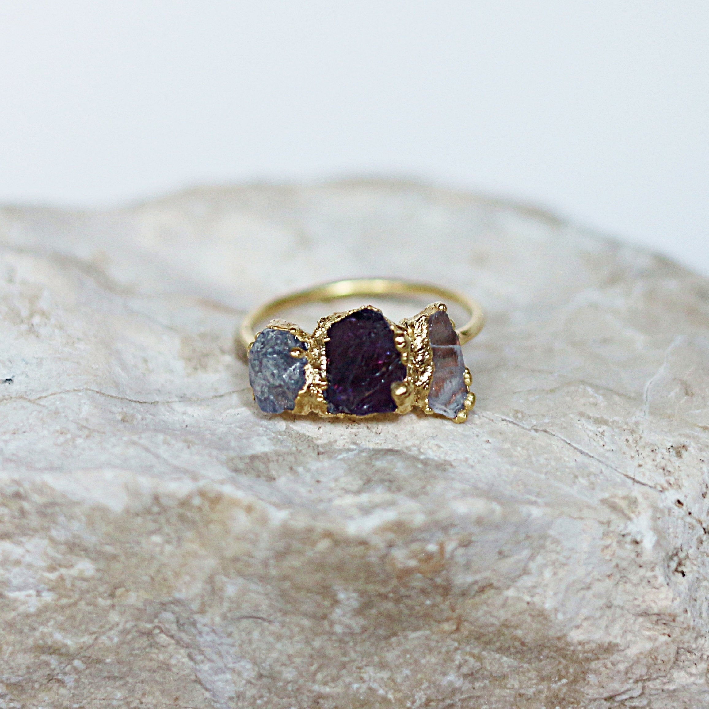 TANZANITE, AMETHYST, ROSE QUARTZ COCKTAIL RING