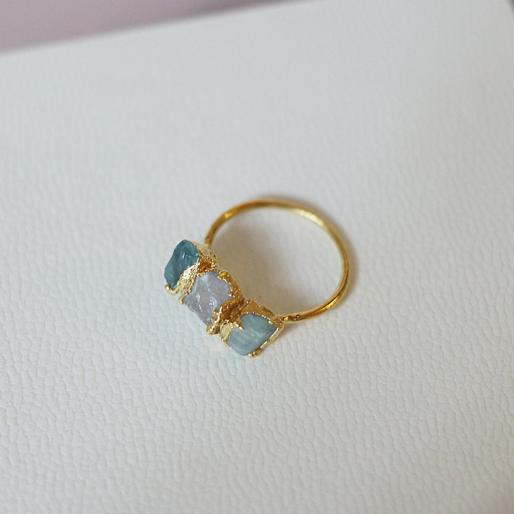APATITE, MOONSTONE, AMAZONITE COCKTAIL RING