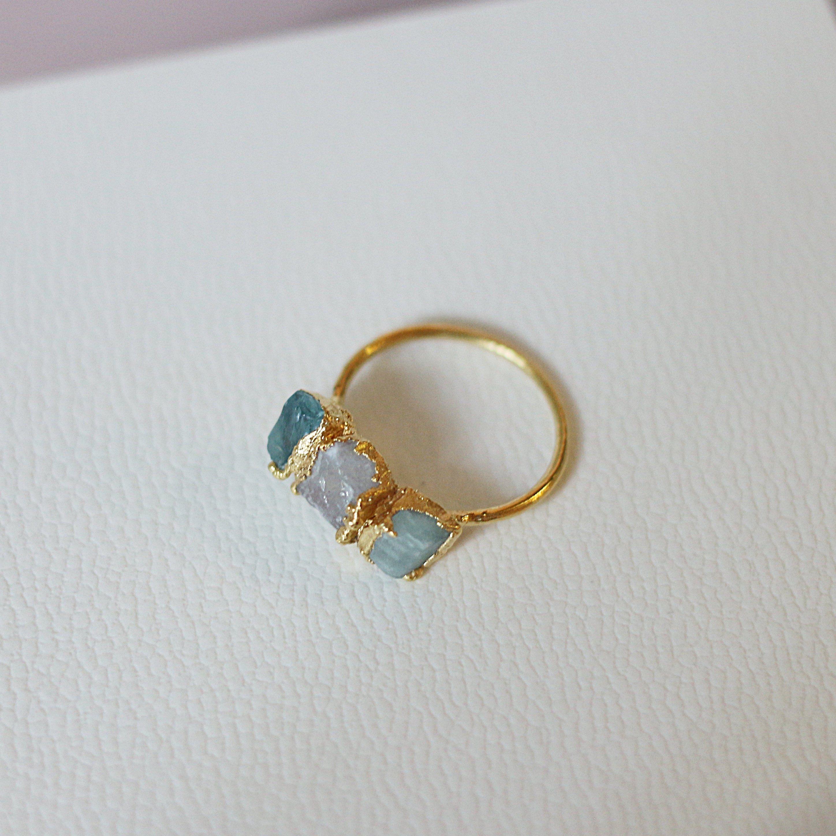 APATITE, MOONSTONE, AMAZONITE COCKTAIL RING