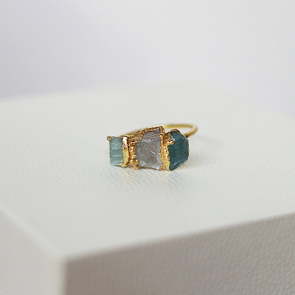 APATITE, MOONSTONE, AMAZONITE COCKTAIL RING