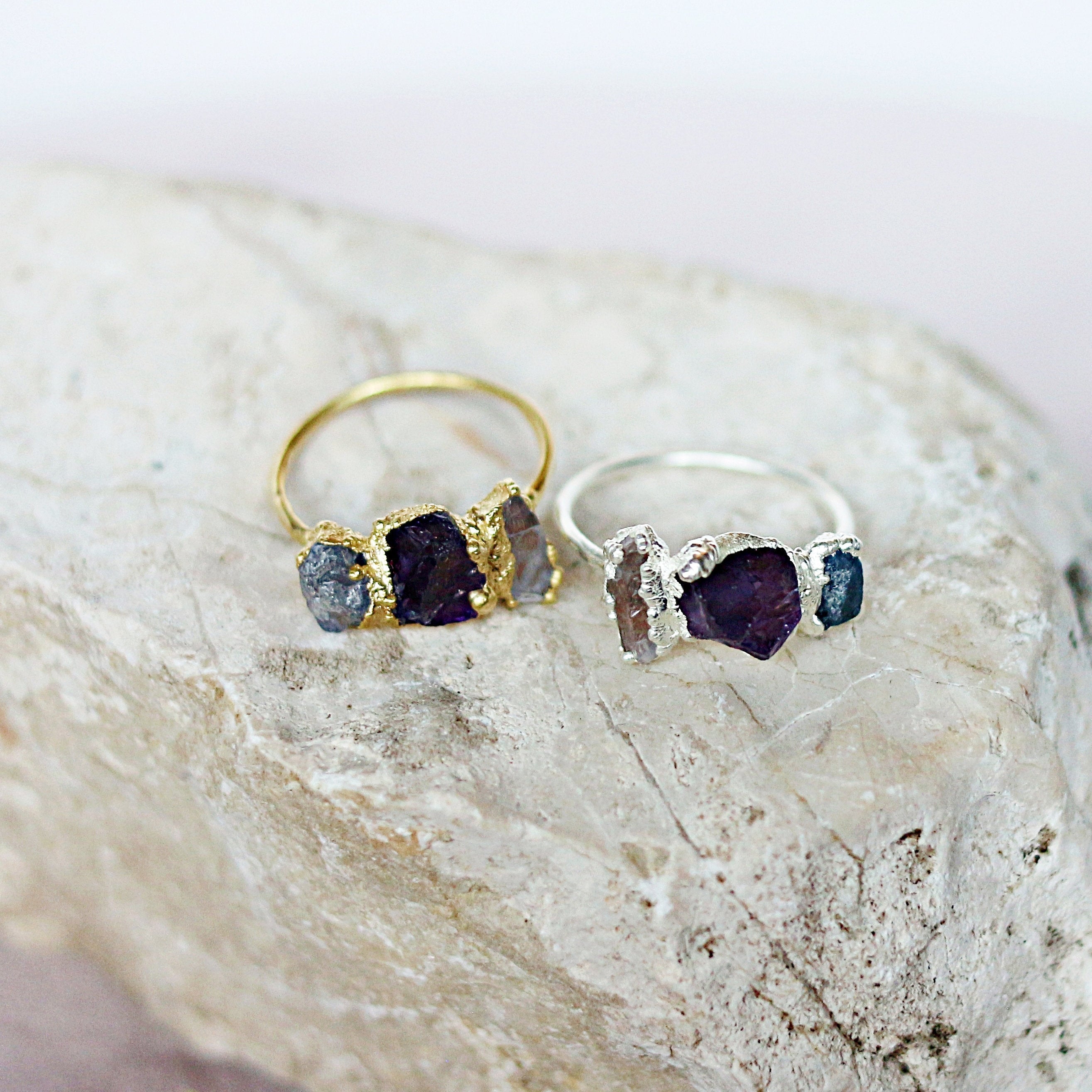 TANZANITE, AMETHYST, ROSE QUARTZ COCKTAIL RING