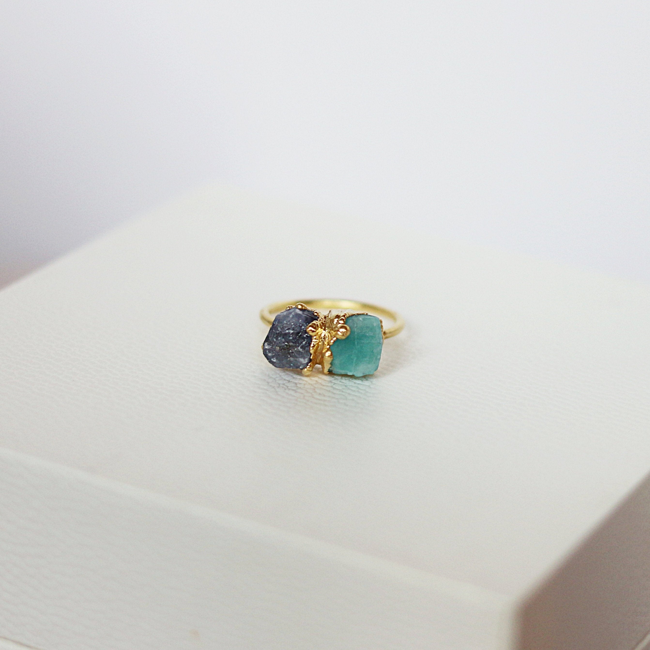 AMAZONITE, TANZANITE COCKTAIL RING