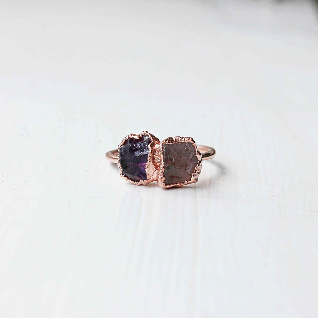 AMETHYST &amp; ROSE QUARTZ COCKTAIL RING