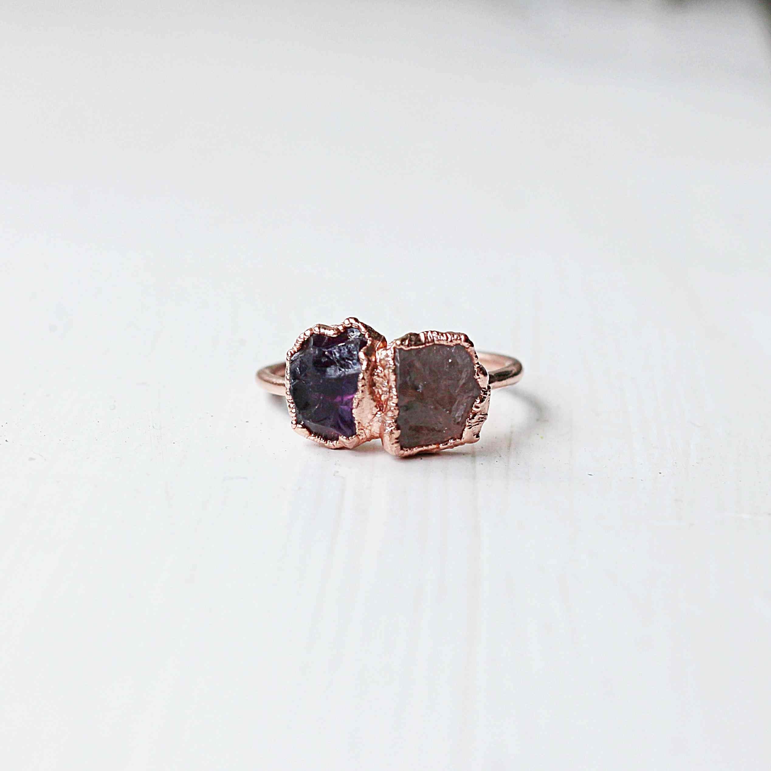 AMETHYST &amp; ROSE QUARTZ COCKTAIL RING