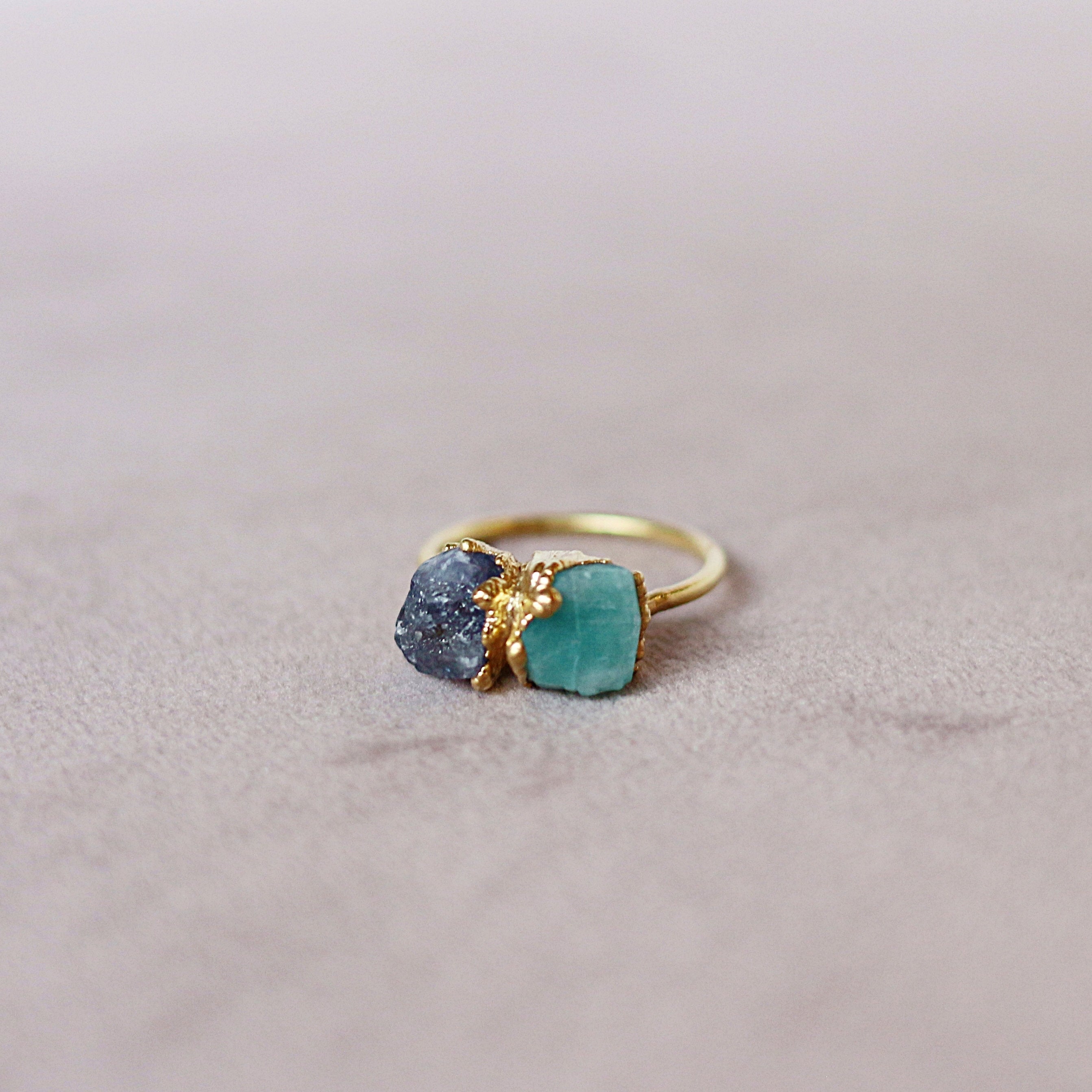 AMAZONITE, TANZANITE COCKTAIL RING