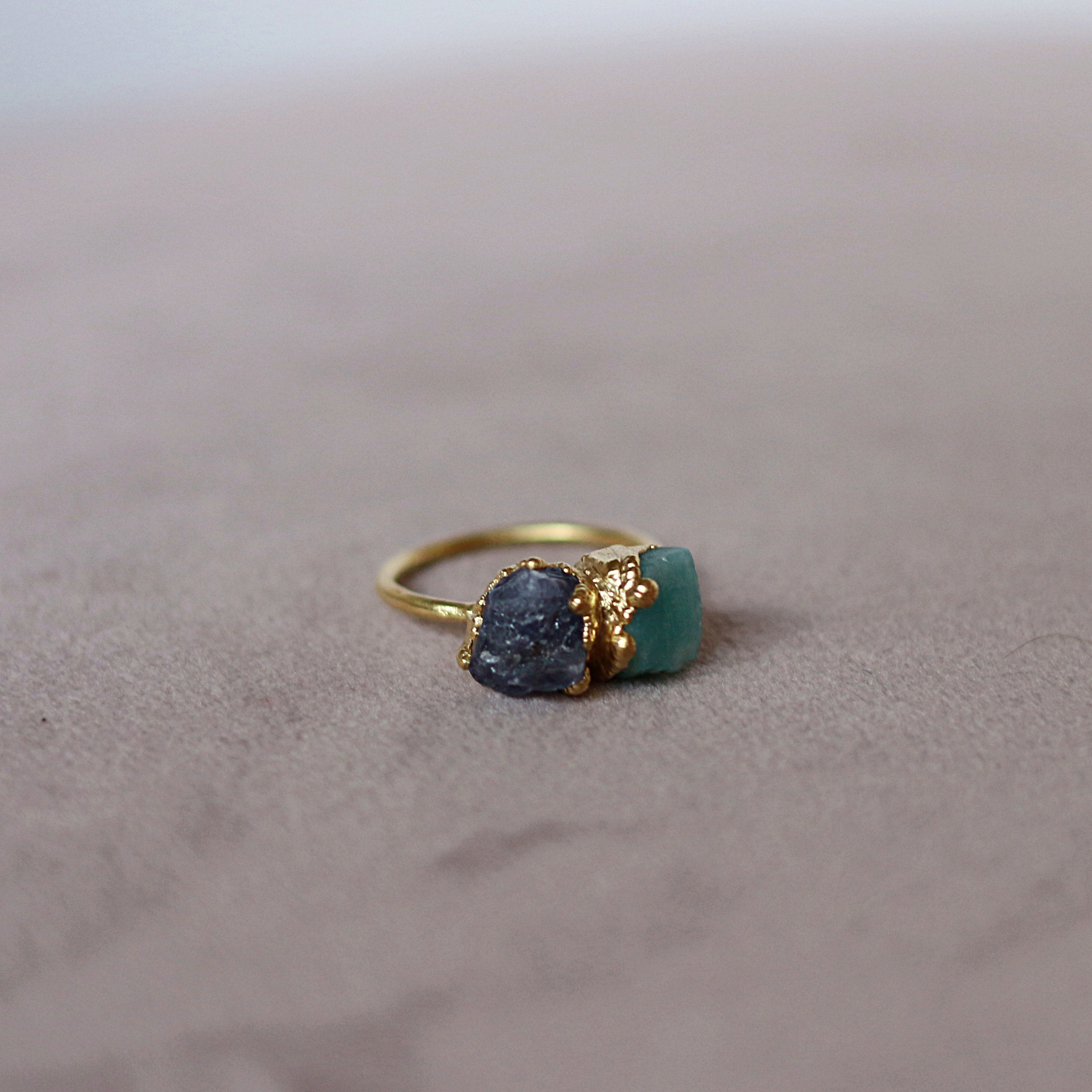 AMAZONITE, TANZANITE COCKTAIL RING